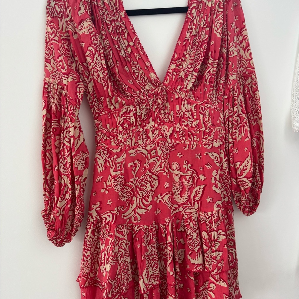 Chiara Poupette St Barts Red Floral Short Dress